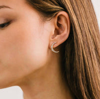 Lover's Tempo Women's Lune Moon Stud Earrings in gold - women's jewelry - detail view