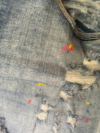 Judy Blue - Mid Rise Rainbow Paint Splash Cutoff Destroyed Shorts