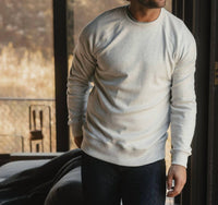 The Normal Brand Puremeso Everyday Crew Top in stone - men's long sleeve top - detail view