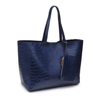 MiMi Wholesale Women's Tiffany Croc Tote Bag in midnight - women's bag - detail view