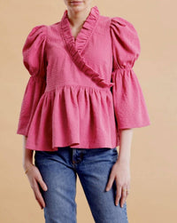 byTiMo Women's Bubble Wrap Blouse in pink - women's blouse