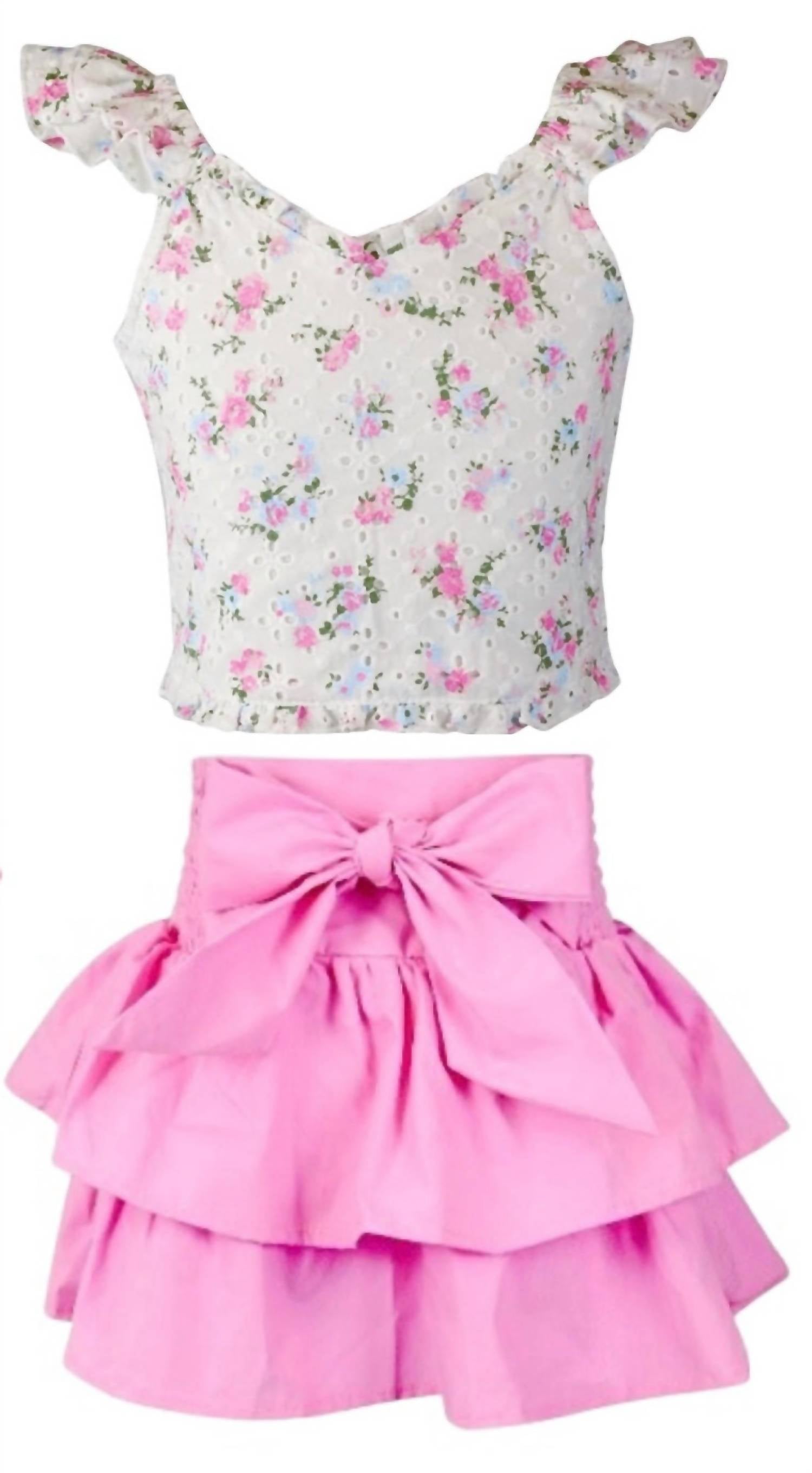 Flowers By Zoe - Girl's Bow Poplin Skirt