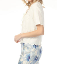 Charlie B - Embroidered Front Tie Cover-up Top