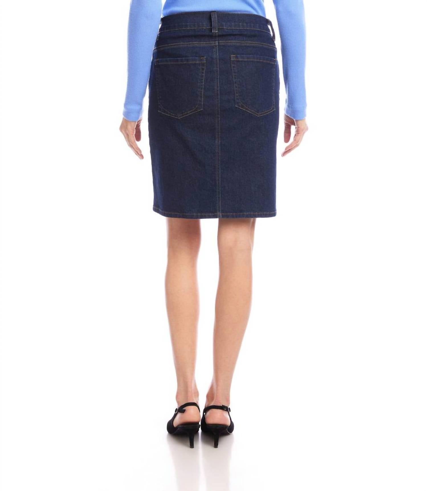 Karen Kane Denim Mini Short Skirt in indigo - women's skirt - view 6