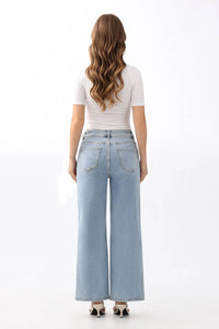 Bayeas - Eyelet And Pearl Embellished High Rise Straight Jeans