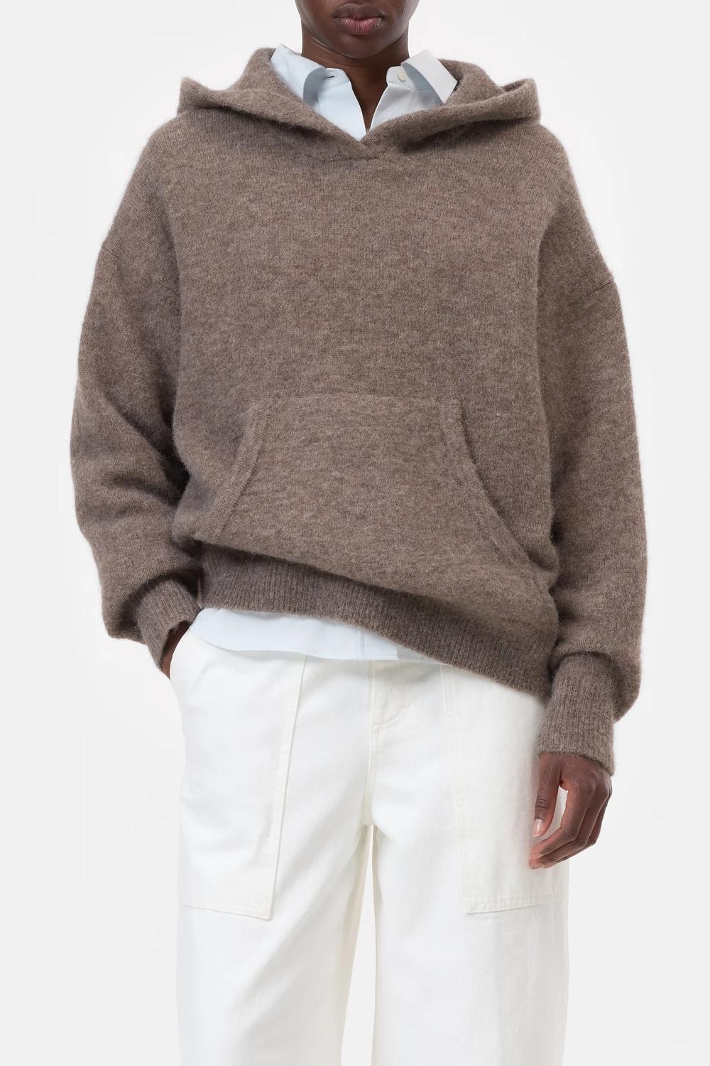 CLOSED Alpaca Wool Mix Hoodie in clay beige - women's top