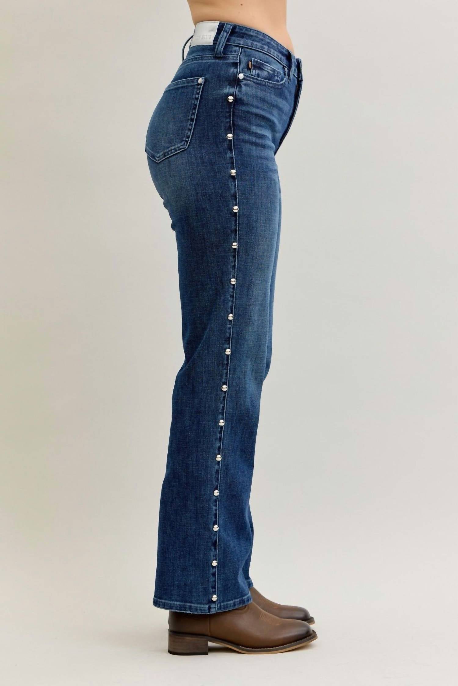 Judy Blue - High Waist Straight Studded Jeans
