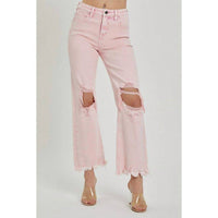 Risen - High Rise Distressed Straight Jeans