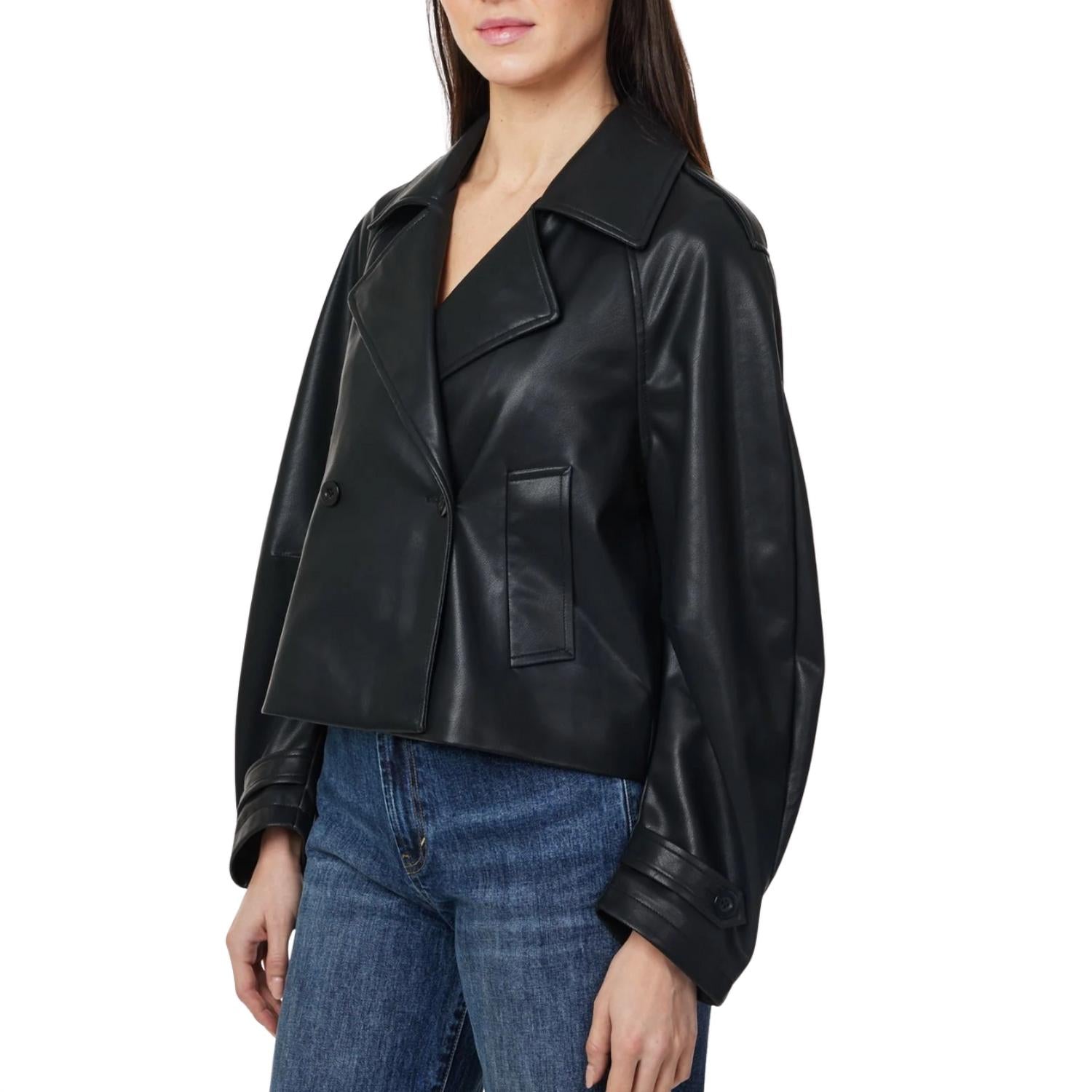 Habitual - Vegan Leather Cropped Trench Coat