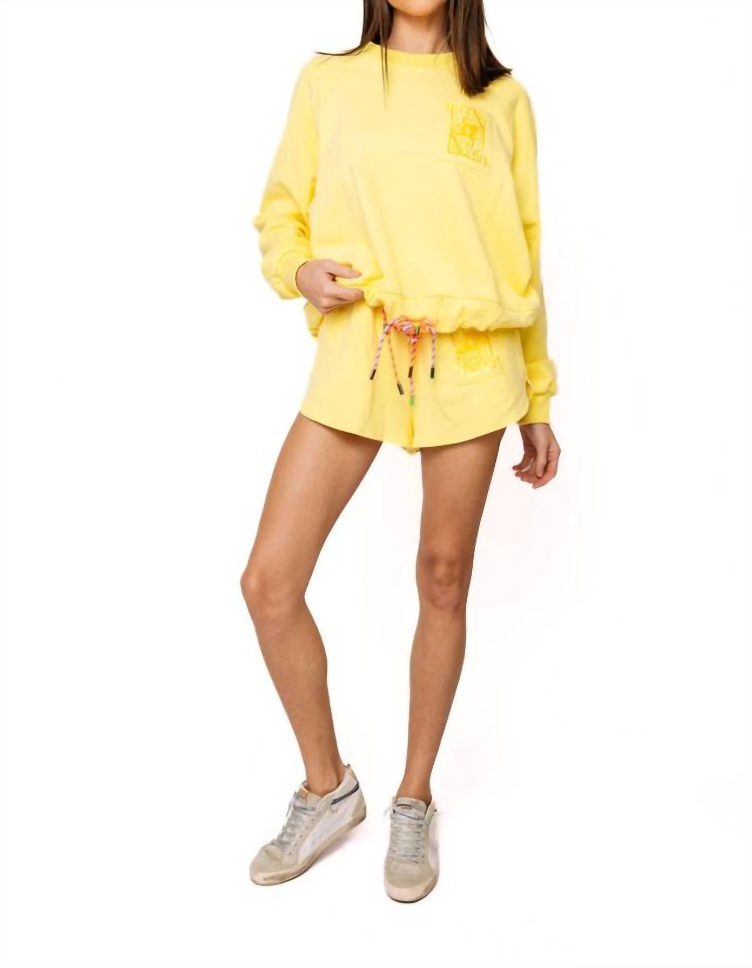 QUEEN OF SPARKLES Logo Tie Shorts in yellow - women's shorts - view 4