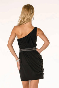 Last Dress - One-shoulder Draped Rosette Mini Dress
