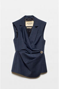 Acaria Studio Rotten Sleeveless Vest in navy - women's blouse - alternate view
