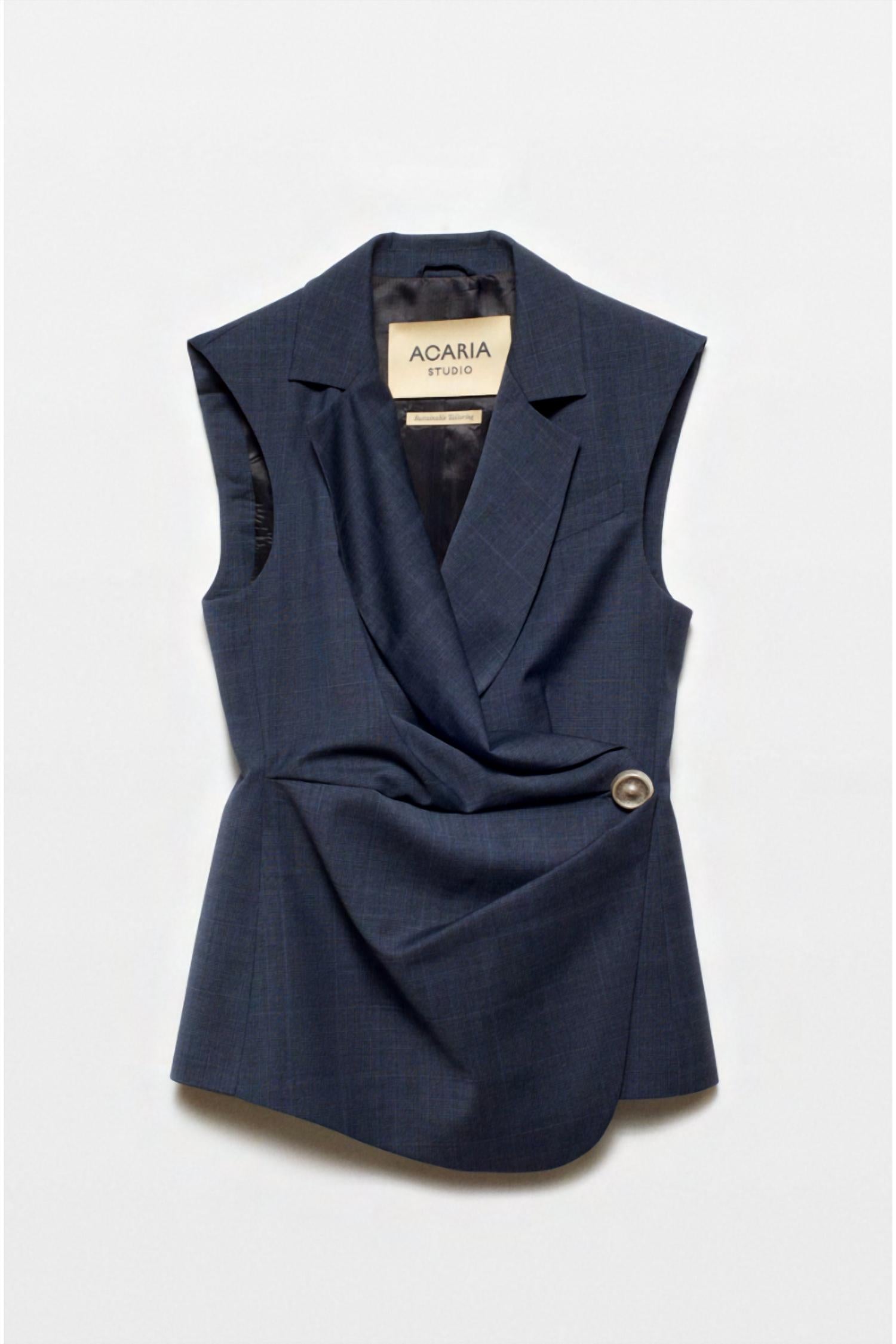 Acaria Studio Rotten Sleeveless Vest in navy - women's blouse - alternate view