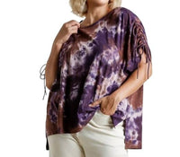 Umgee - Tie Dye Cinched Short Sleeve Top With Side Slits