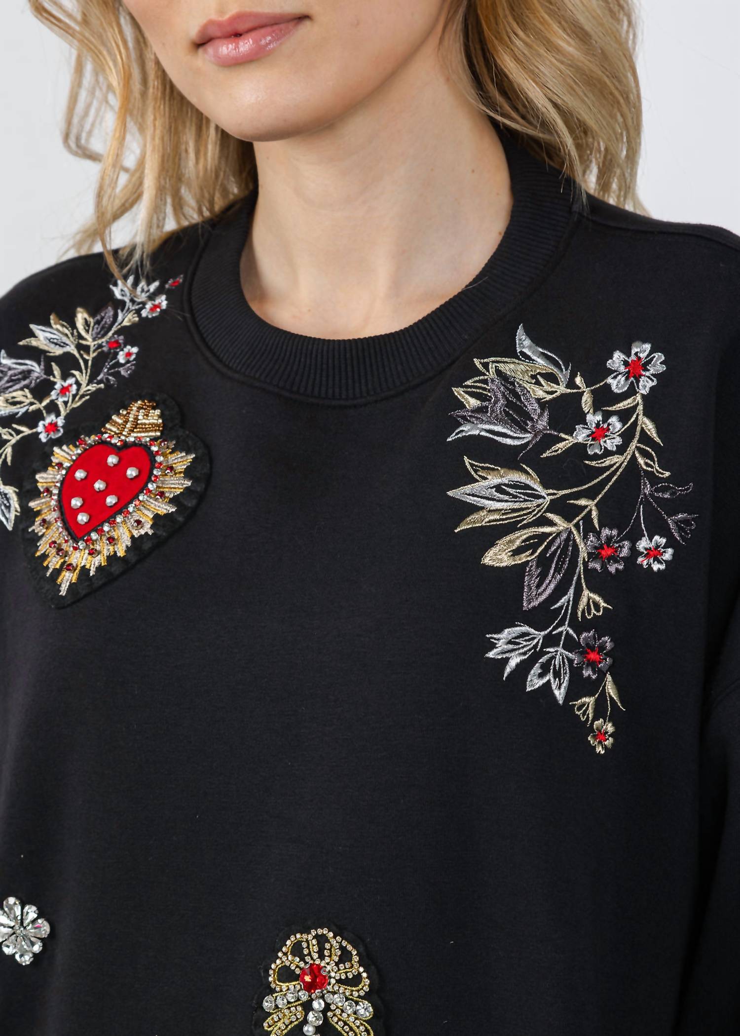 cinq a sept Heritage Patch Brandy Pullover Sweater in black multi - women's sweater - view 4