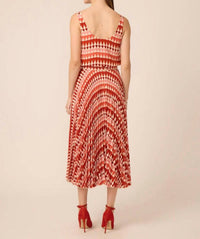 GILNER FARRAR Braylen Pleated Midi Skirt in red multi - women's skirt - detail view