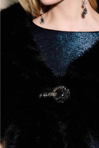 Joseph Ribkoff - Embellished Faux Fur Cape Cover-up