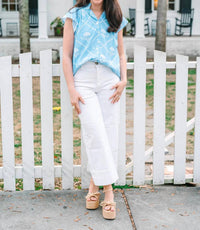 VICTORIA DUNN Bays Blouse in periwinkle bloom - women's blouse - view 5