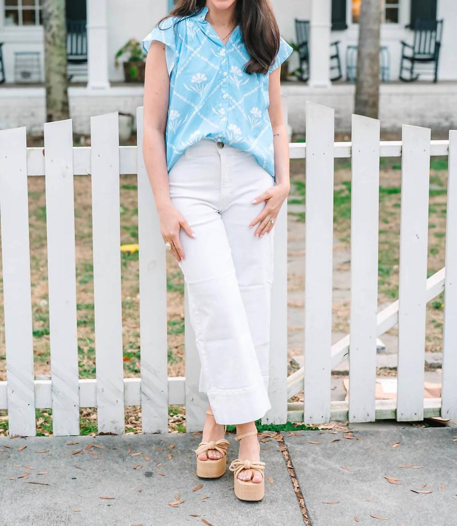 VICTORIA DUNN Bays Blouse in periwinkle bloom - women's blouse - view 5