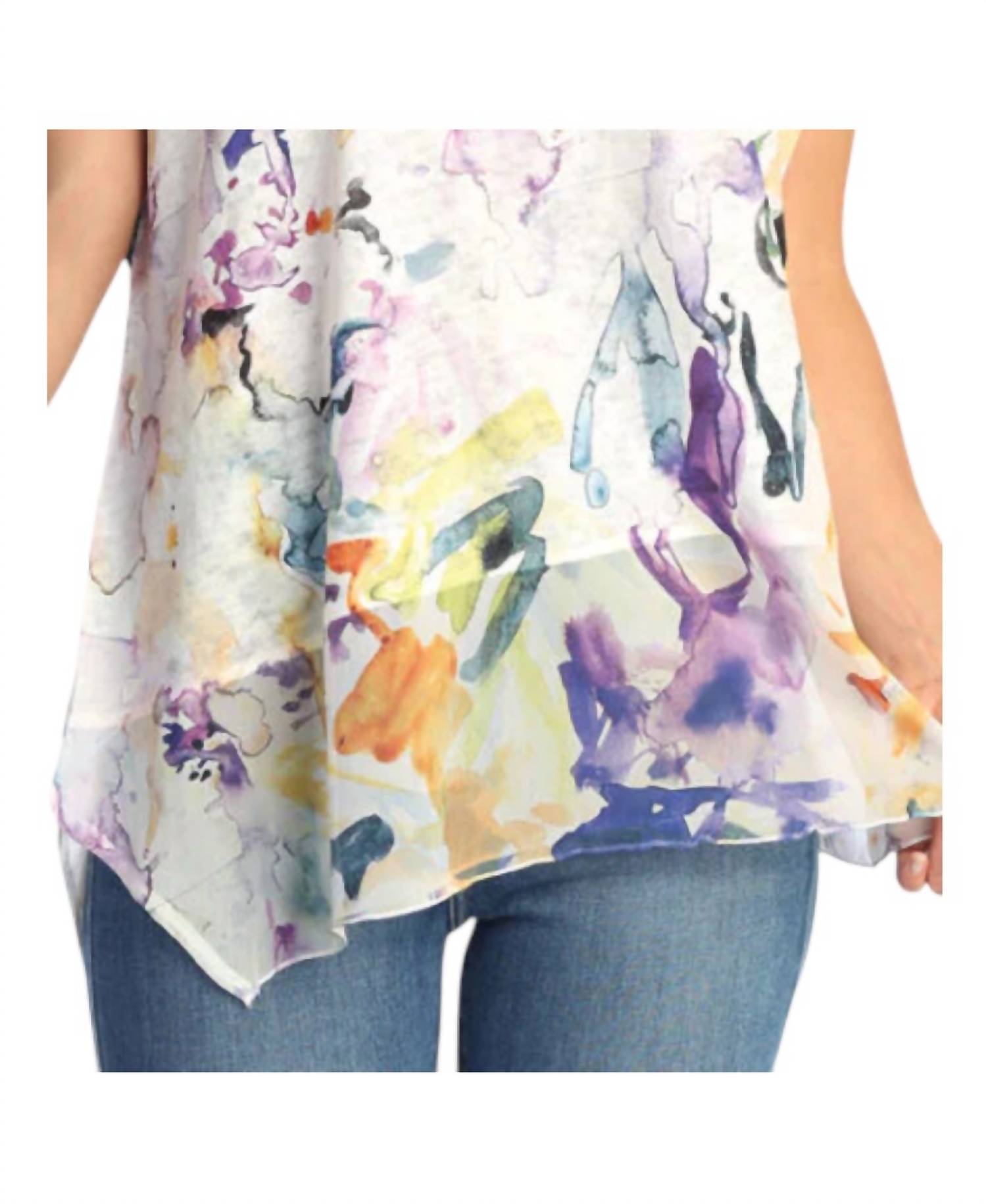 Jess & Jane - Fanciful Light Knit Asymmetric Top