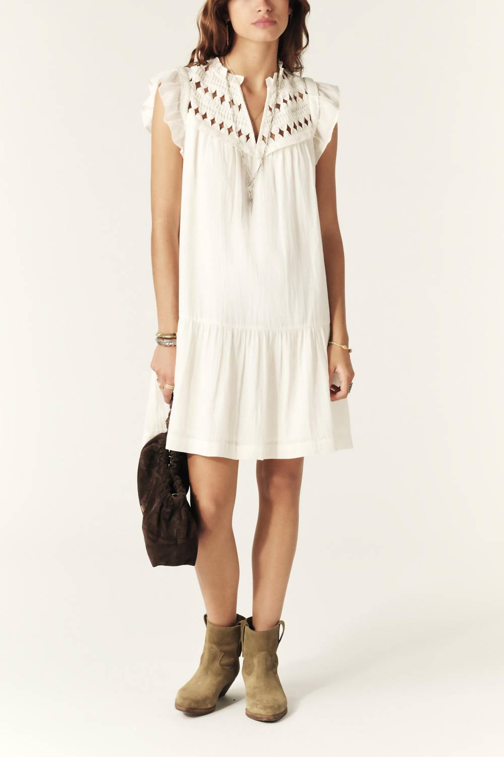 Ba&Sh - Bluma Flared Cut-out Detail V-neck Dress