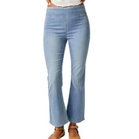 Free People Women's In My Feelings Cropped Slim Flare Jeans in my feelings cropped slim flare jeans in bermondsey blue - women's jeans