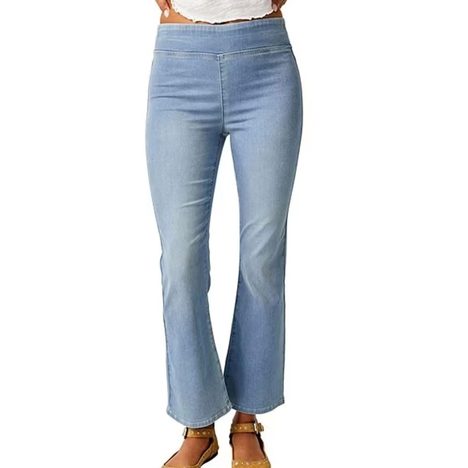 Free People Women's In My Feelings Cropped Slim Flare Jeans in my feelings cropped slim flare jeans in bermondsey blue - women's jeans