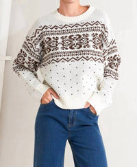 Flying Tomato - Snowflake Glam Pullover Sweater Top