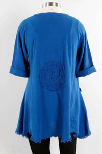 Oh My Gauze! Circle Top in azul - women's shirt - alternate view