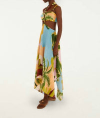 Farm Rio - Tropical Painting Cut-out Buckles Maxi Dress