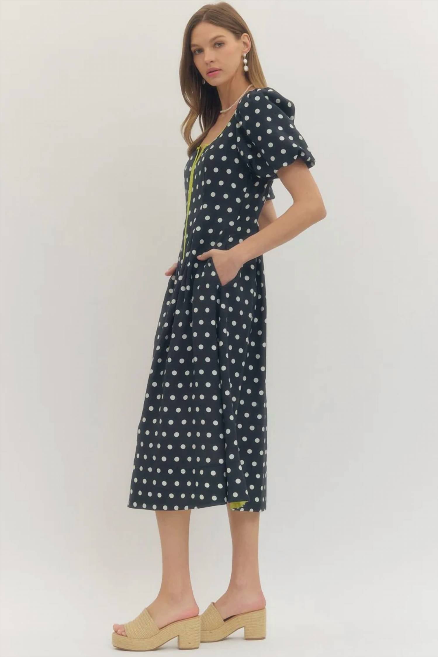 Entro - Polka Dot Midi Dress