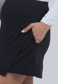 Ibkul - Solid Faux Wrap Skort