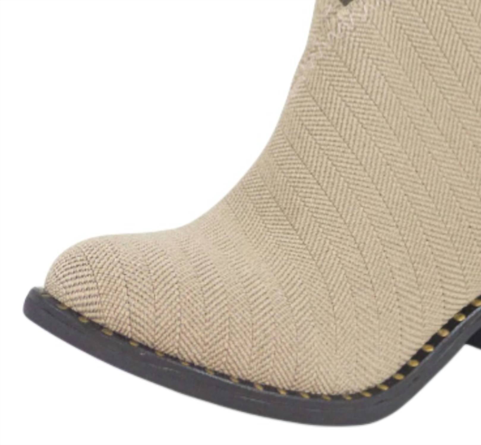 CHARLESTON SHOE CO. Women's Barcelona Herringbone Bootie in tan - women's shoe - alternate view