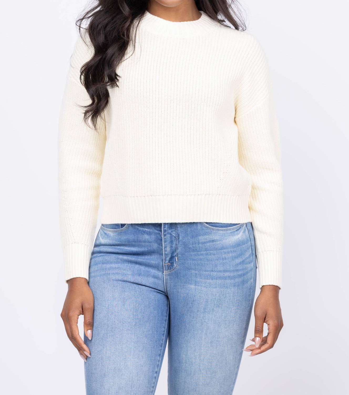 J. Society - Cropped Mock Crew Sweater
