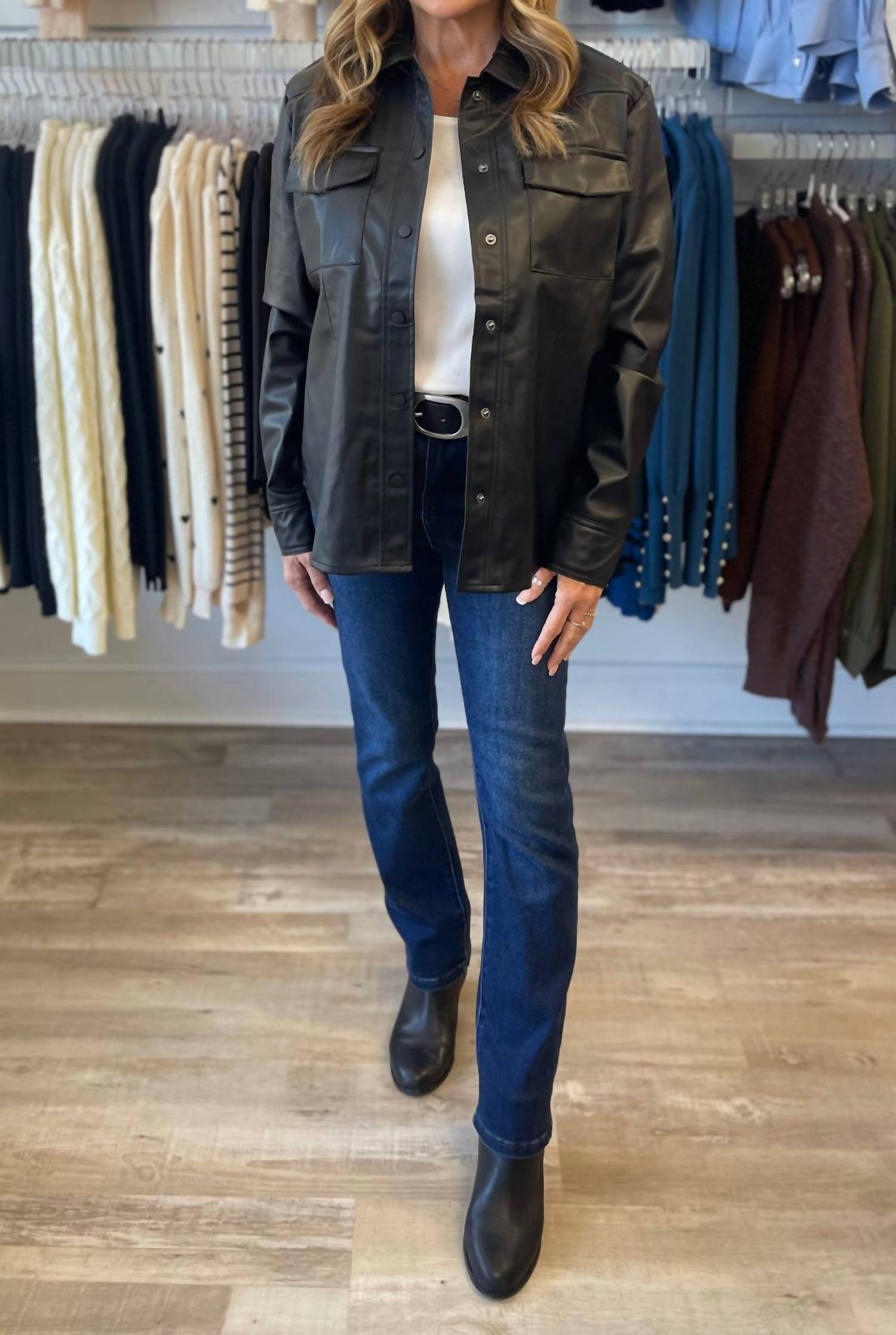 Vigoss - Faux Leather Button Up
