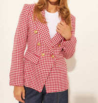 John + Jenn - Cherry Houndstooth Blazer