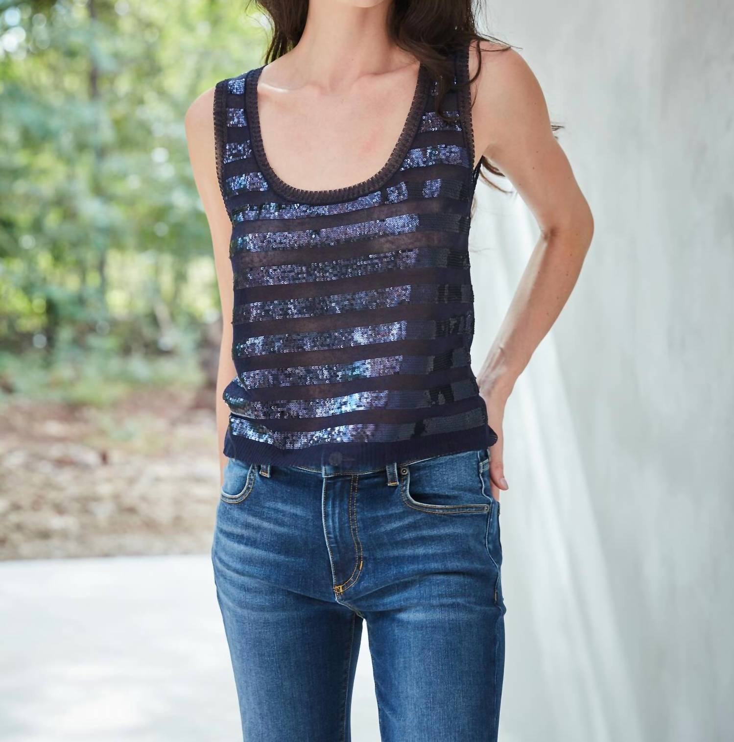 Kobi Halperin - Solstice Sequined Stripe Tank Top