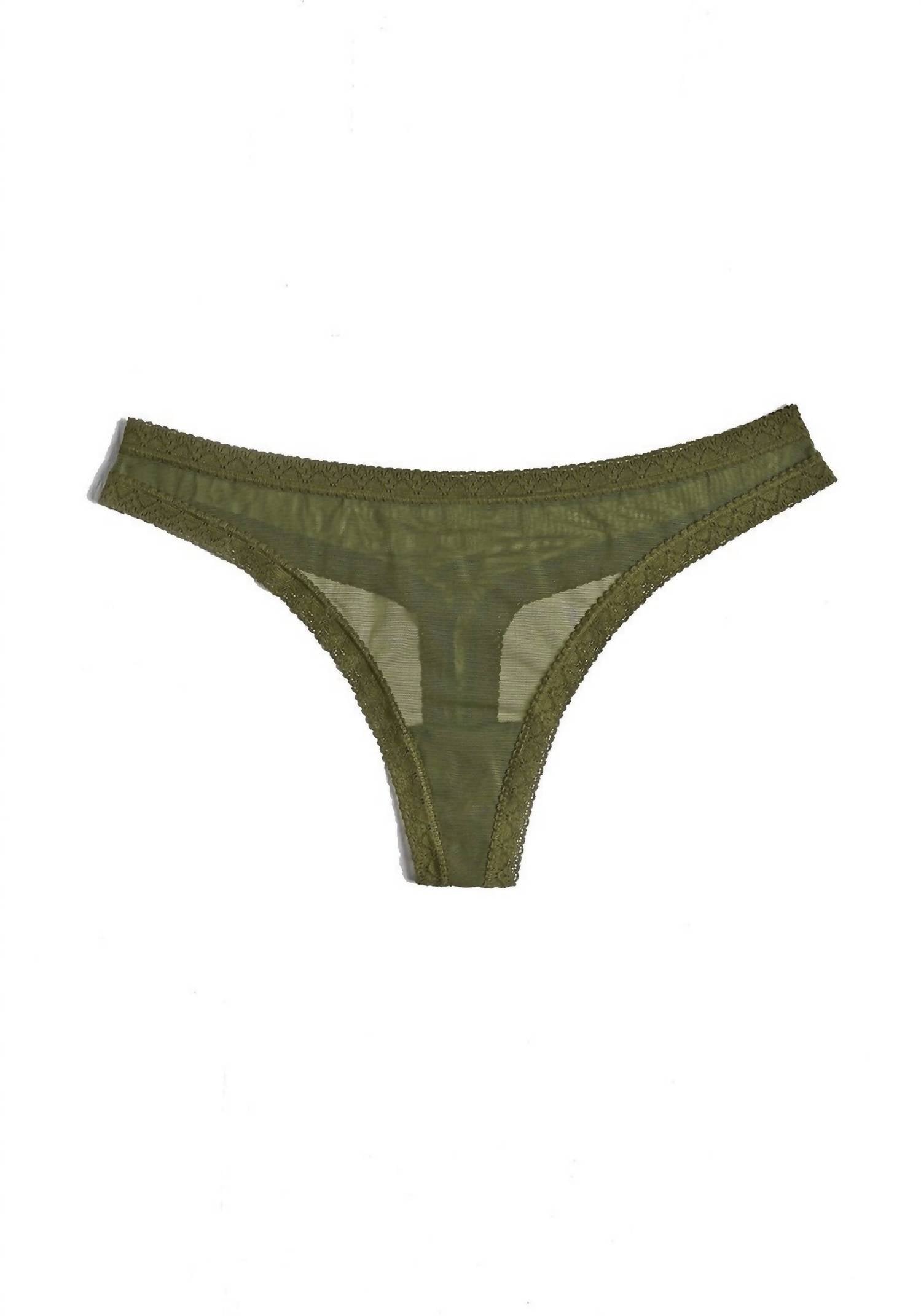 Blush Lingerie - Mesh Lace Trim Thong Panty