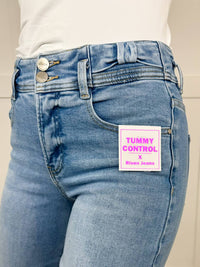 Risen - Caitlyn Tummy Control High-rise Cropped Wide Leg Jeans