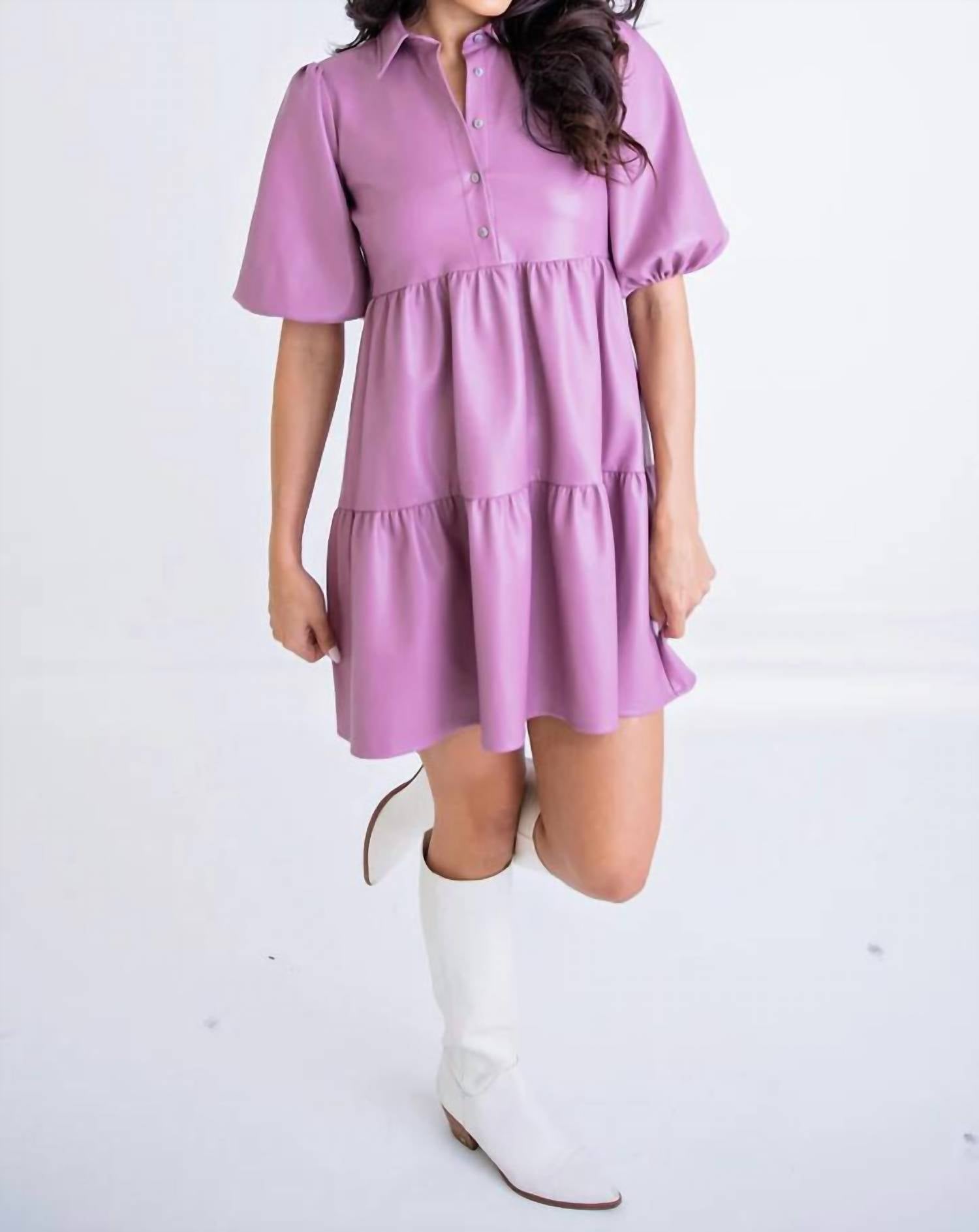 Karlie - Faux Leather Tier Dress