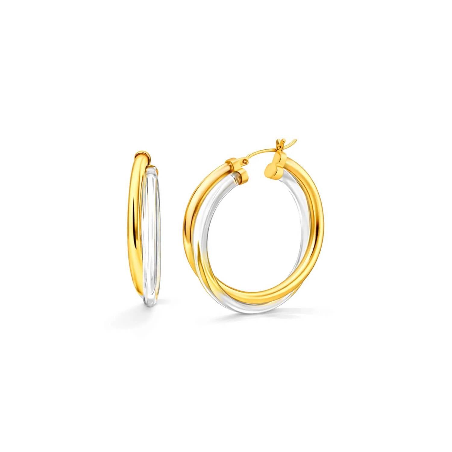 Gold & Honey - Women's Crossover Lucite Hoop Earrings