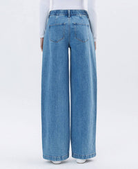 Vervet By Flying Monkey - Unabashed - Super High Rise Pleated Drawstring Wide Leg Jeans