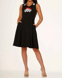 Orchid Bloom - Skulls Embroidered Swing Dress