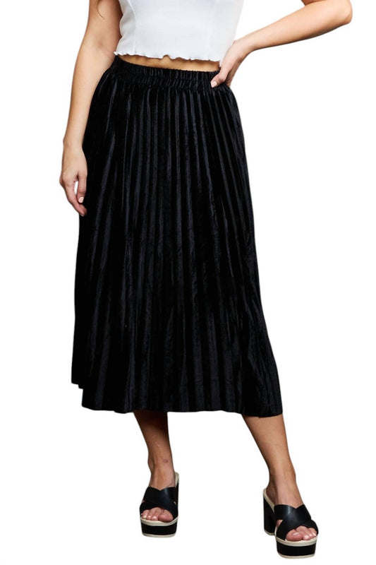 Ninexis - Accordion Pleated Flowy Midi Skirt