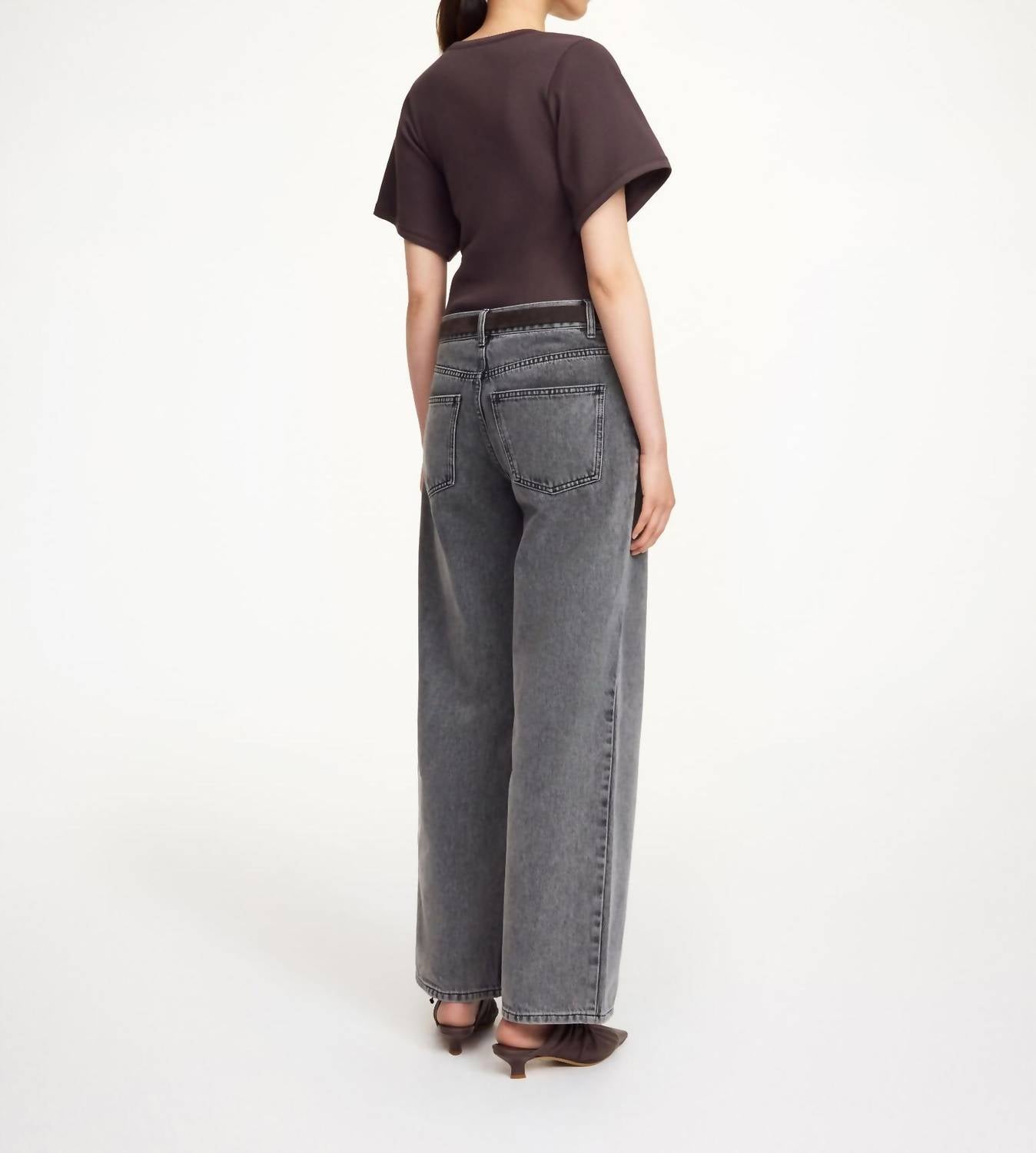 BY MALENE BIRGER Lunai Top in warm brown - women's t-shirt - alternate view