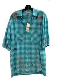 Johnny Was Women's Coralie Over Sized Tunic in blue plaid - women's blouse