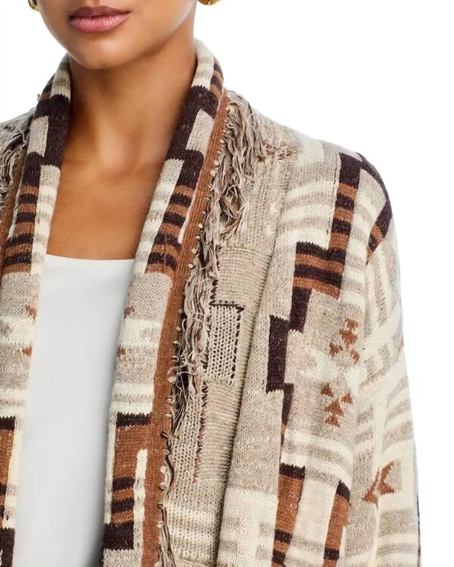 L'Agence - Jair Jacquard Fringe Cardigan