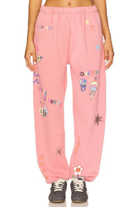 The Mayfair Group Scream Colour Somebody Loves You Sweatpants in pink - women's pants