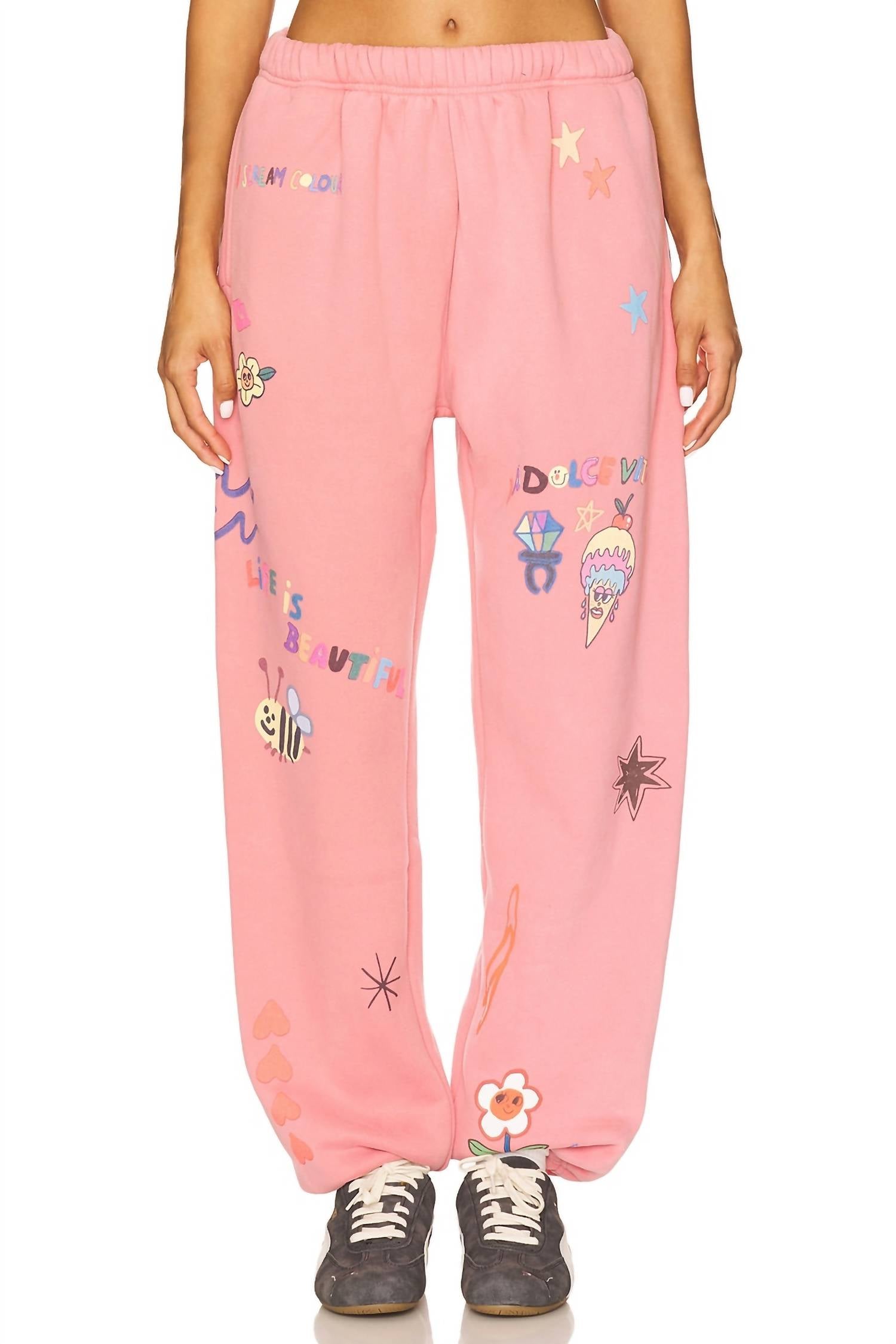 The Mayfair Group Scream Colour Somebody Loves You Sweatpants in pink - women's pants