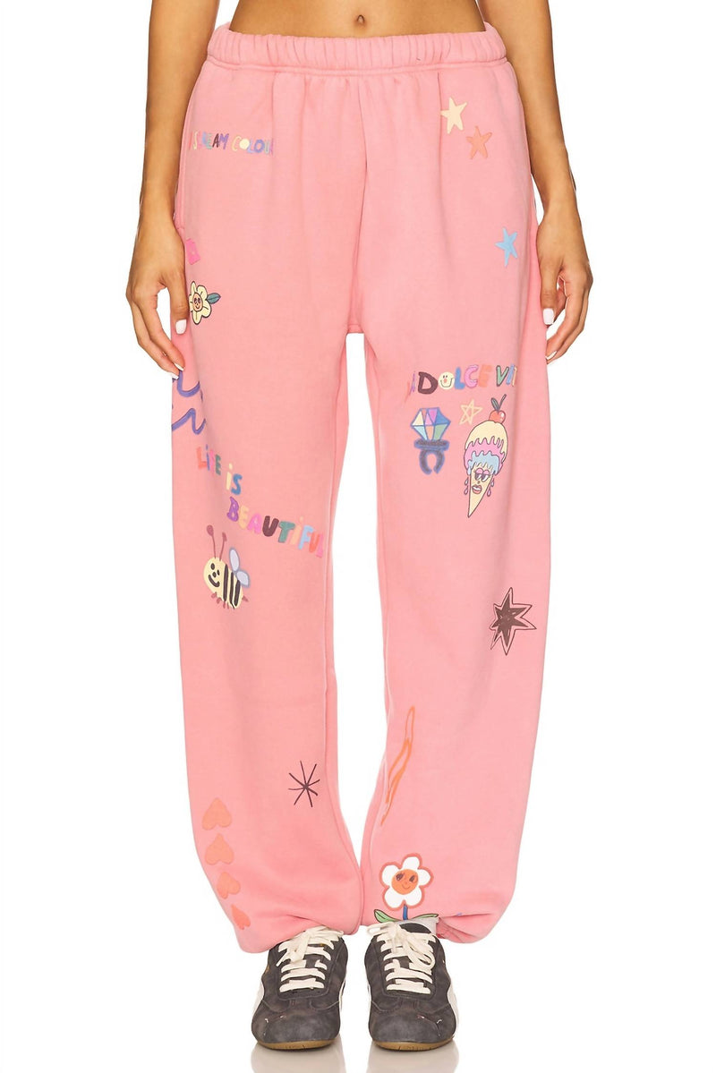 The Mayfair Group Scream Colour Somebody Loves You Sweatpants in pink - women's pants